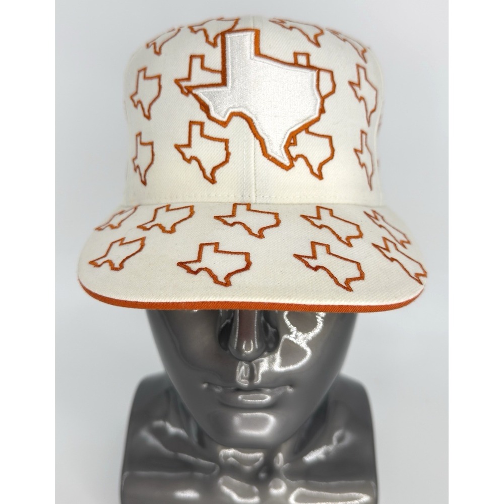 UNK Texas Longhorns Fitted Hat Size 7 White Orange All Over Texas State Cap